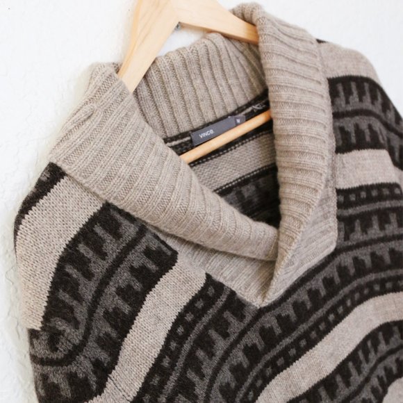 Vince Men's 100% Wool Fair Isle Striped Shawl Collar V Neck Knit Sweater $295 M - Picture 9 of 13